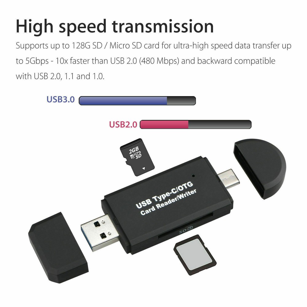 USB 3.0 Card Reader Type C Micro SD TF OTG Smart Memory Adapter Laptop Computer
