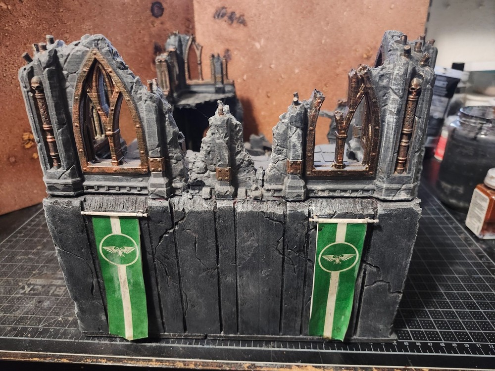 scratch built large ruin for wargaming