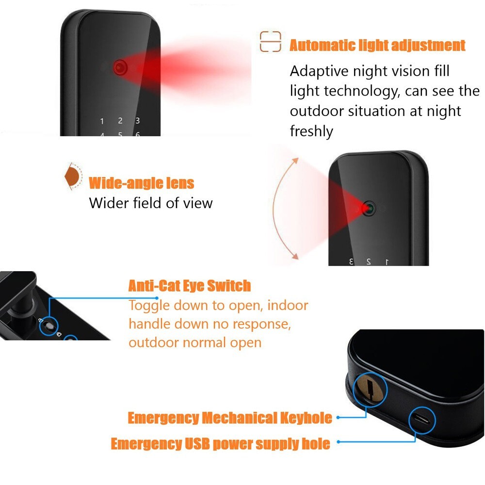 Face Recognition Tuya Wifi Smart Door Lock Visual Intercom Fingerprint