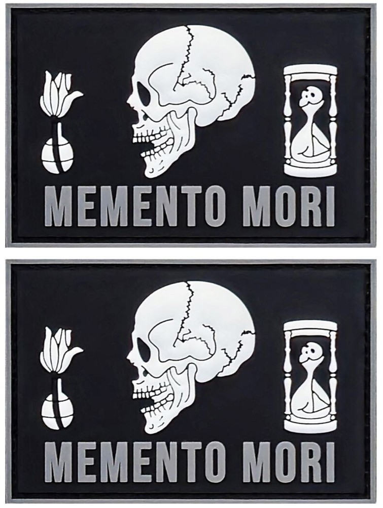 Memento Mori PVC RUBBER MORALE PATCH || 2PC PVC HOOK BACKING 3"x 2"