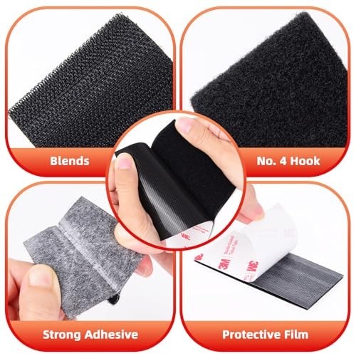 Heavy Duty Hook and Loop Tape 1" x 20ft, Self-Adhesive Interlocking Strips, Reus