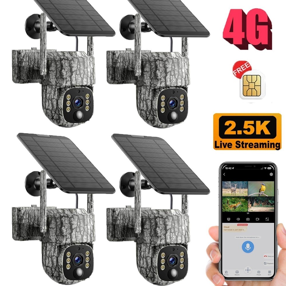Cellular Trail Camera with Live Feed 2.5K, Auto Tracking Solar Power Game Camera