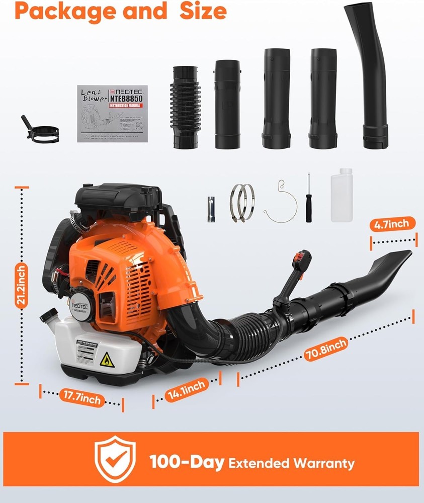 Leaf Blower 75.6cc 2-Stroke Backpack Gas Powered Leaf Blower 847CFM 236 MPH