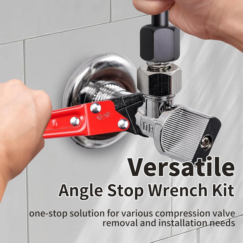 Angle Stop Wrench Kit High-Precision Angle-on Efficient Valve & Pipe Install Red
