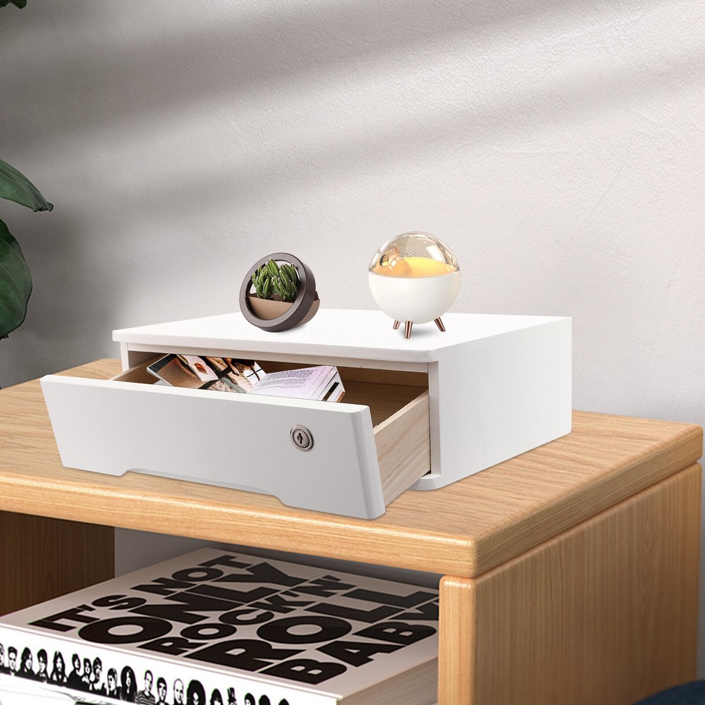 Desktop Storage Box, Desktop Storage Organizer With Lockable Drawer Home Office