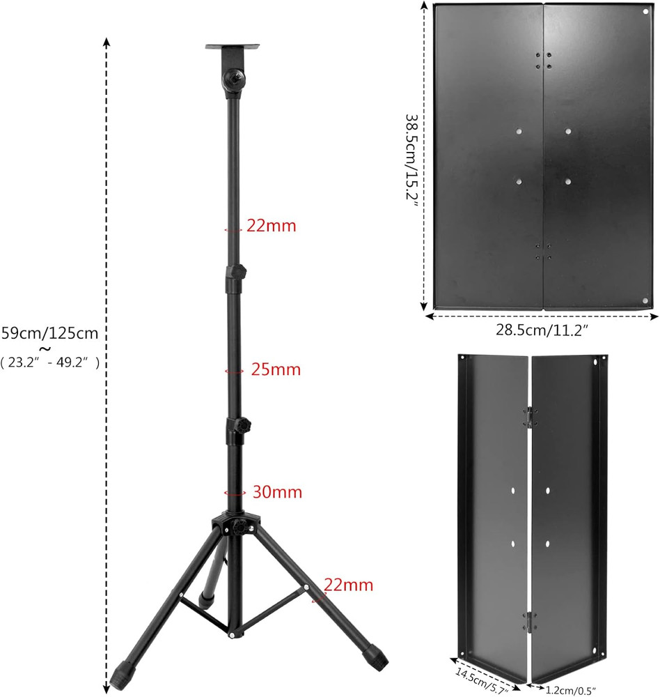 Tripod Projector Stand Foldable Plate 23.2"-49.2" adjustable Height Portable Wor