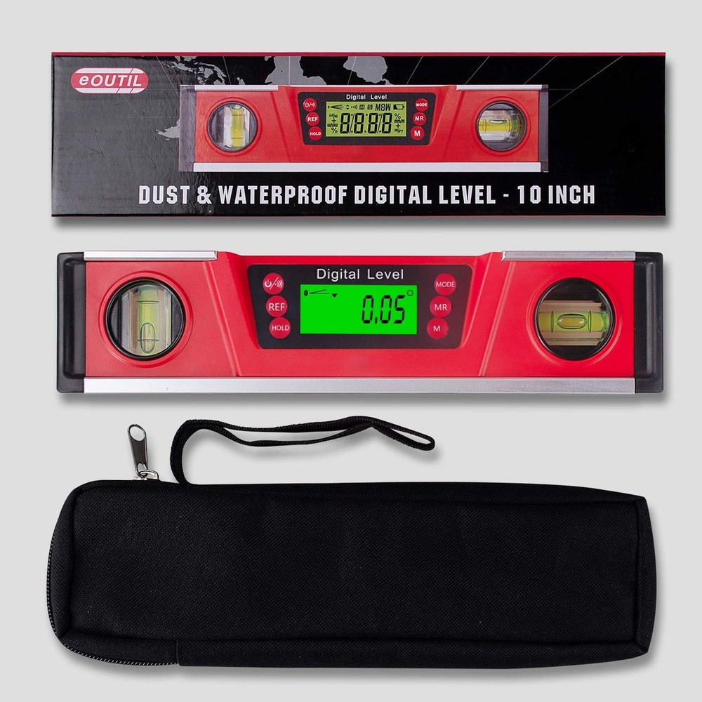 Digital Level and Protractor, 10 Inch IP54 Protected Electronic Bubble Inclin...