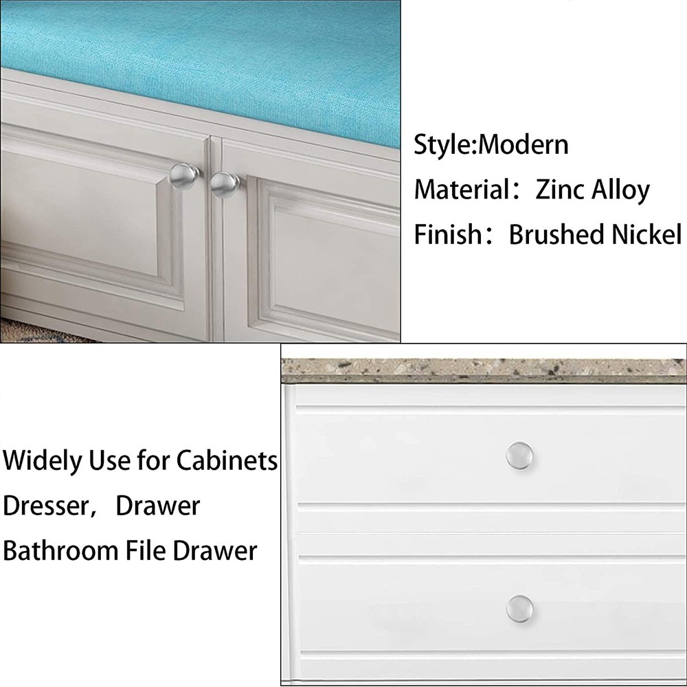 10Pcs Satin Nickel Round Mushroom Kitchen Cabinet Knobs Cupboard Handle Pulls