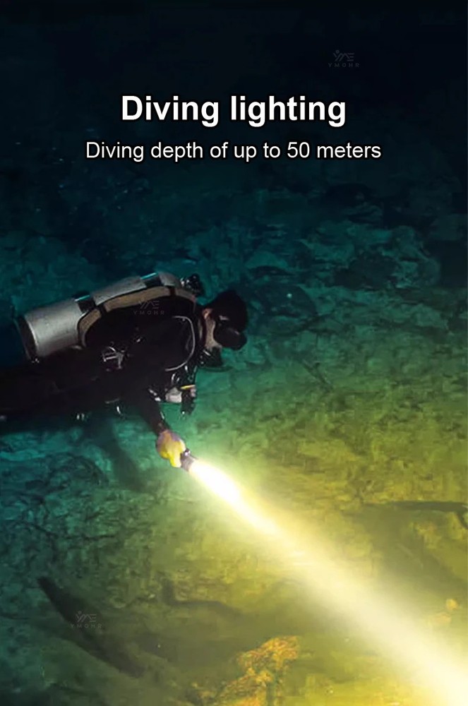 Diving Light USB Rechargeable Diving Flashlight Underwater Photography Light