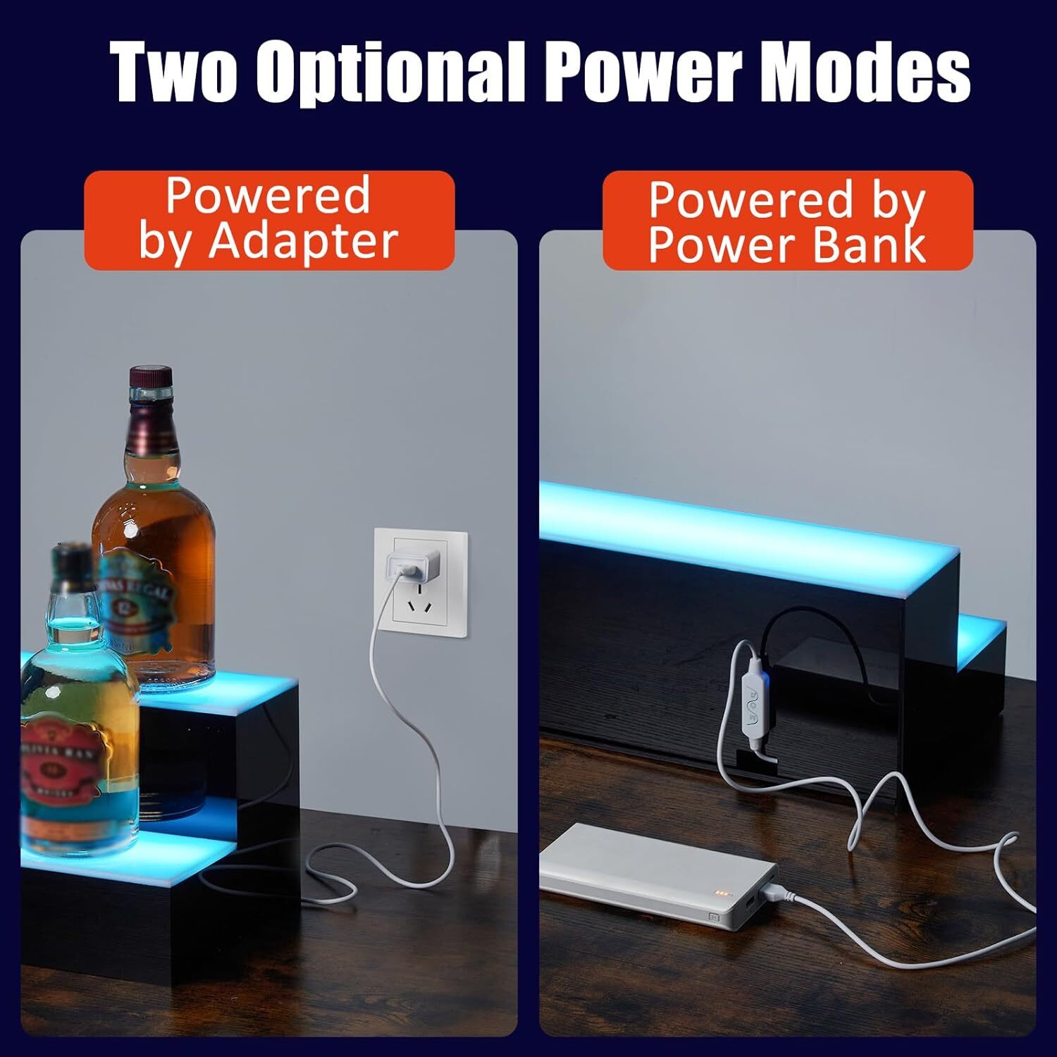 LED Liquor Bottle Display Shelf 2 Tier 60 Inch Bar Display Shelf Bottle Stand