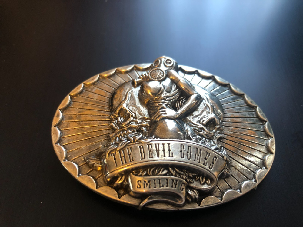 THE DEVIL COMES SMILING BELT BUCKLE
