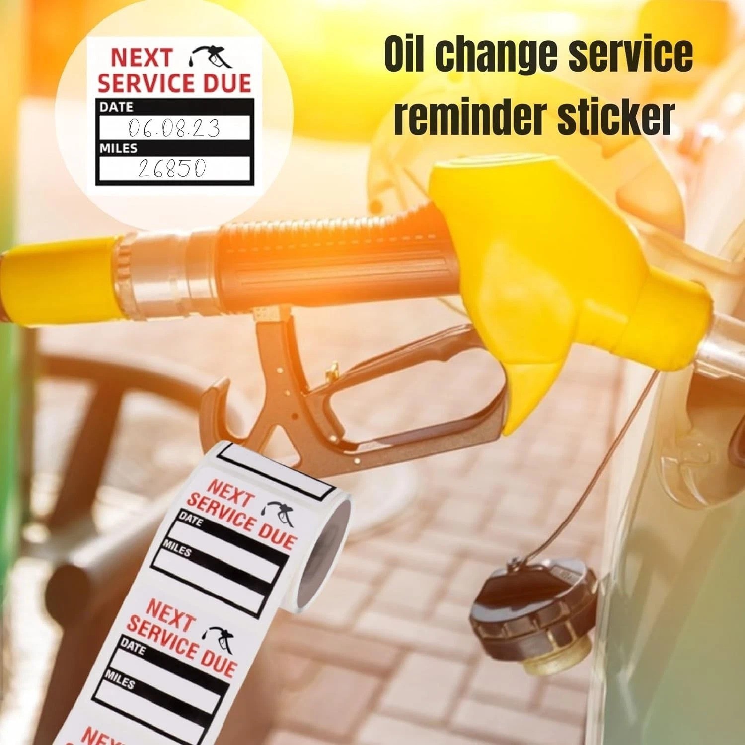 Convenient 2x2 Oil Change Service Reminder Labels - 100 Roll for Windshield