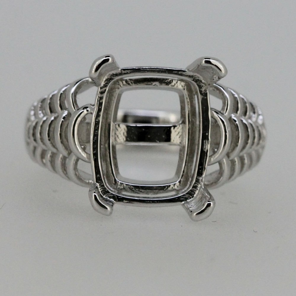 Sterling Silver Semi Mount Ring Setting cabochon Cushion Cu 12x10mm