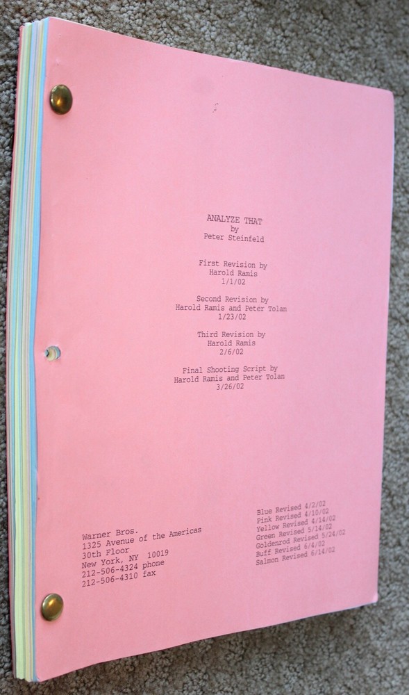 ANALYZE THAT Movie Screenplay Script HAROLD RAMIS ROBERT De Niro