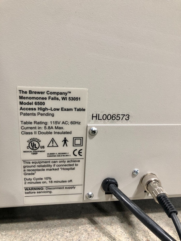 Brewer 6500 Access High-Low Exam Table