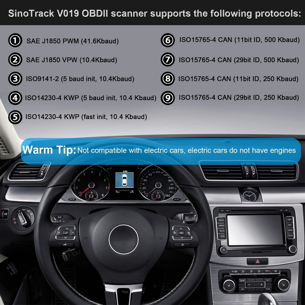 OBD2 Scanner Bluetooth SinoTrack Auto Diagnostic Scan Tool Car Fault Black
