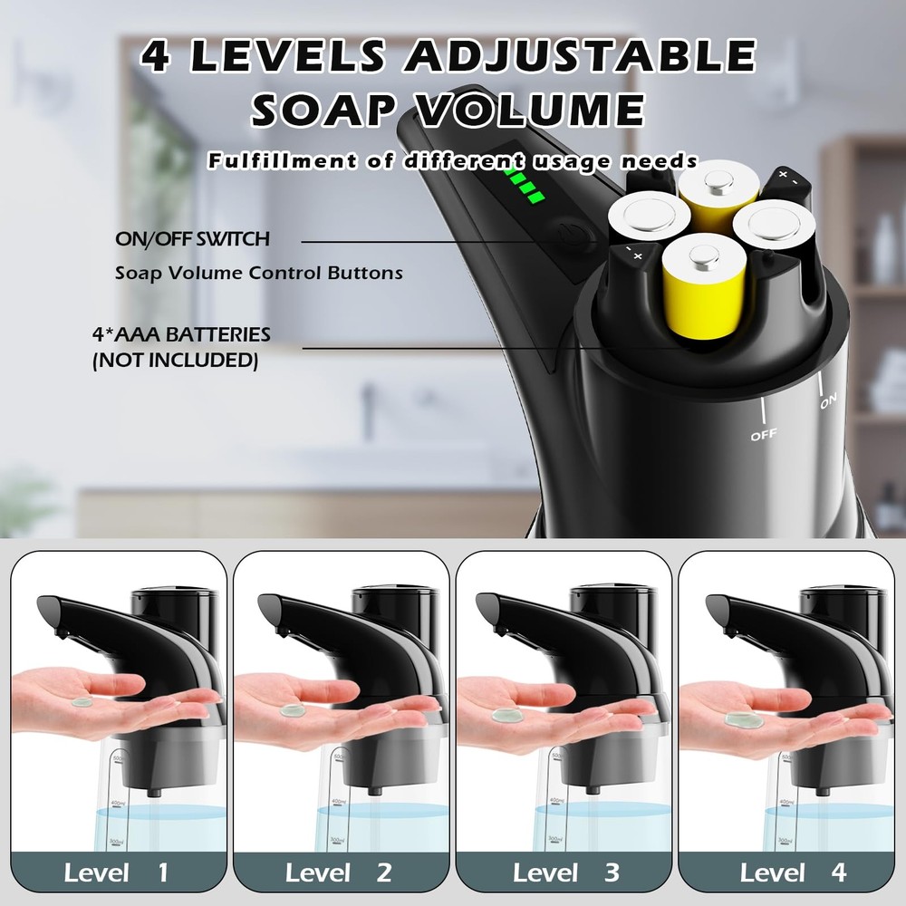 Summon The Elves Automatic Liquid Soap Dispenser, 4-Level Adjustable Touchles...