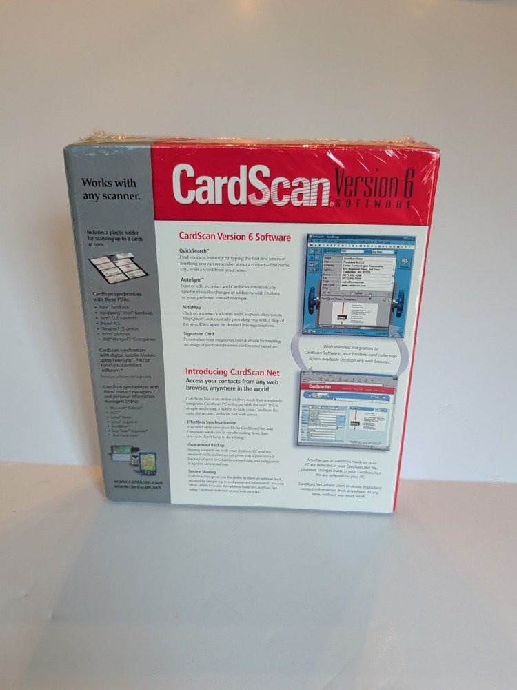CardScan Version 6 Software NEW SEALED 2001 Corex Technologies Business Contacts