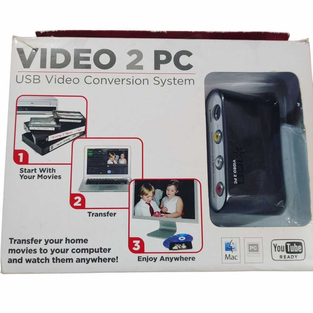 Video 2 PC USB Video Conversion System Cables Software Mac PC Compatible YouTube