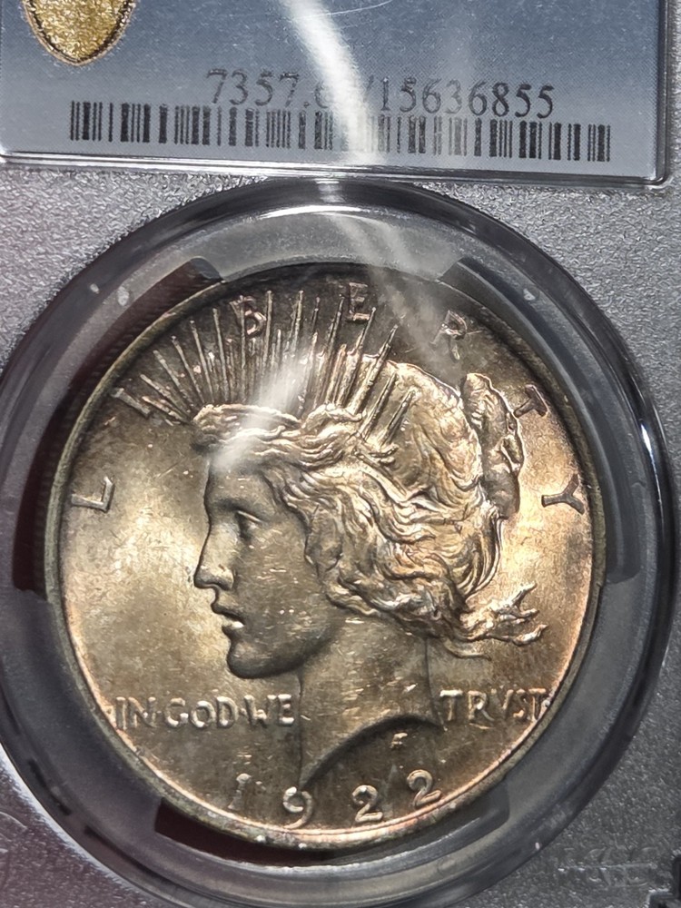 1922 $1 Peace Dollar PCGS MS62 Toned