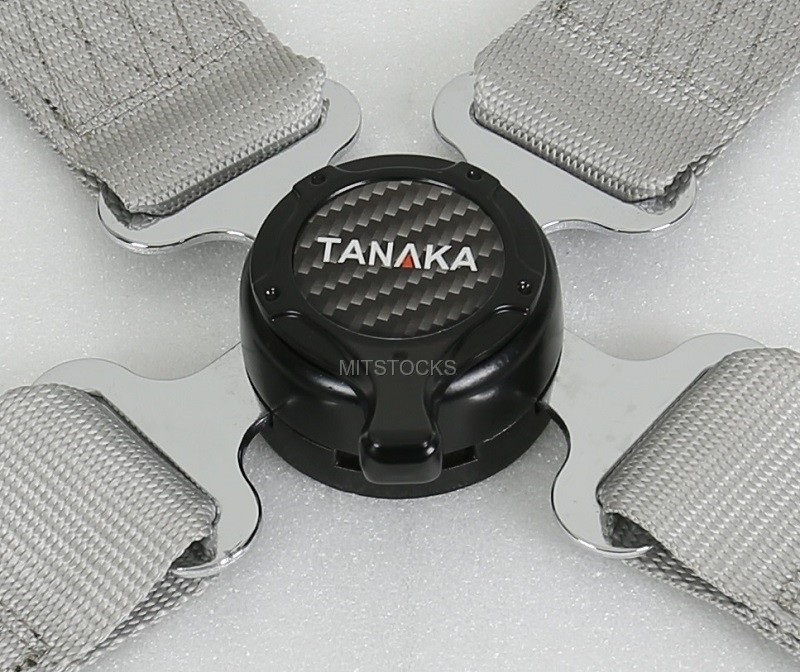 2X TANAKA UNIVERSAL GRAY 4 POINT CAMLOCK QUICK RELEASE RACING SEAT BELT HARNESS