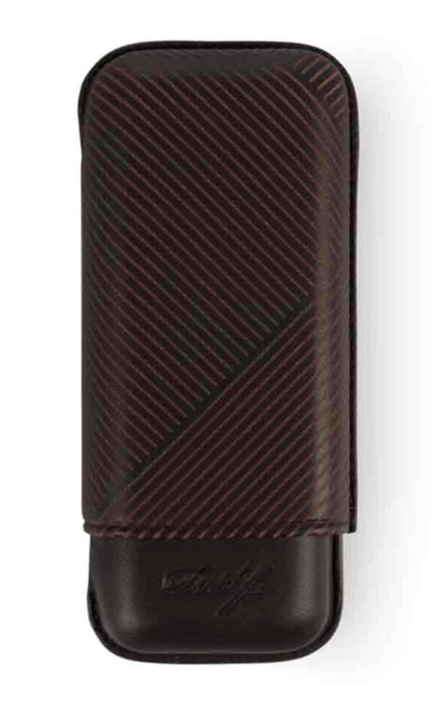 Davidoff Brown Leather Leaf Pattern Double Cigar Case / Pouch 105585