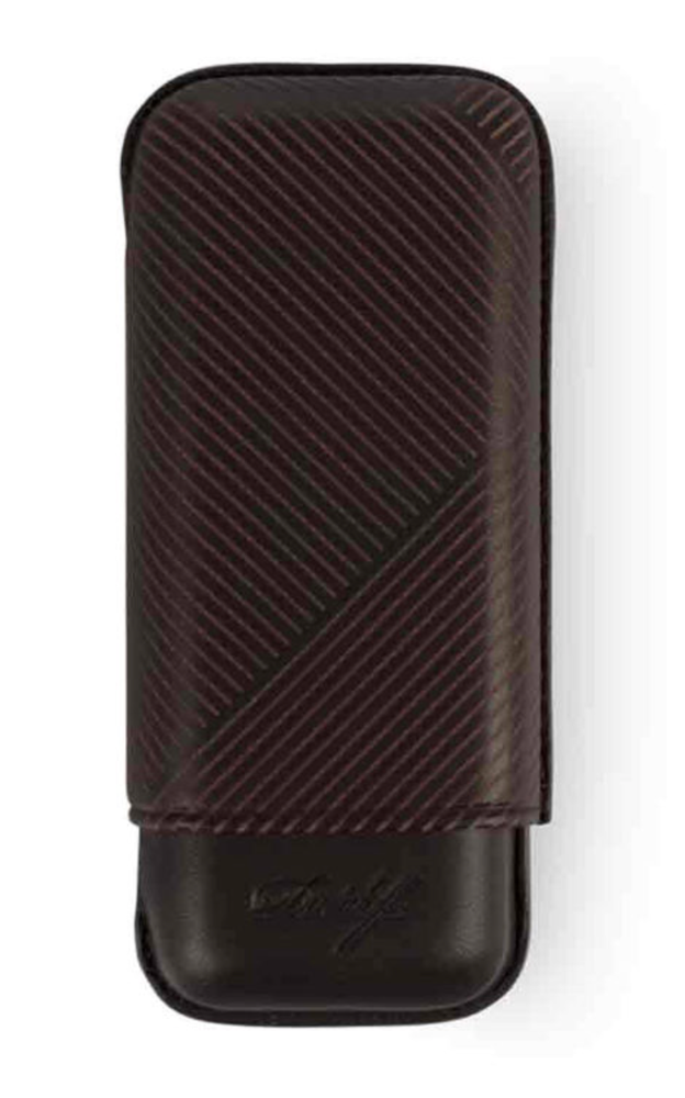 Davidoff Brown Leather Leaf Pattern Double Cigar Case / Pouch 105585