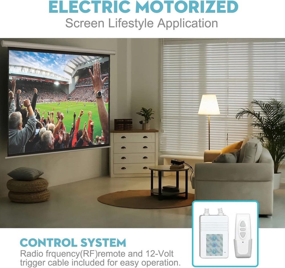 120 Inch Electric Projector Screen with Remote, Automatic Air Indoor Drop Dow...
