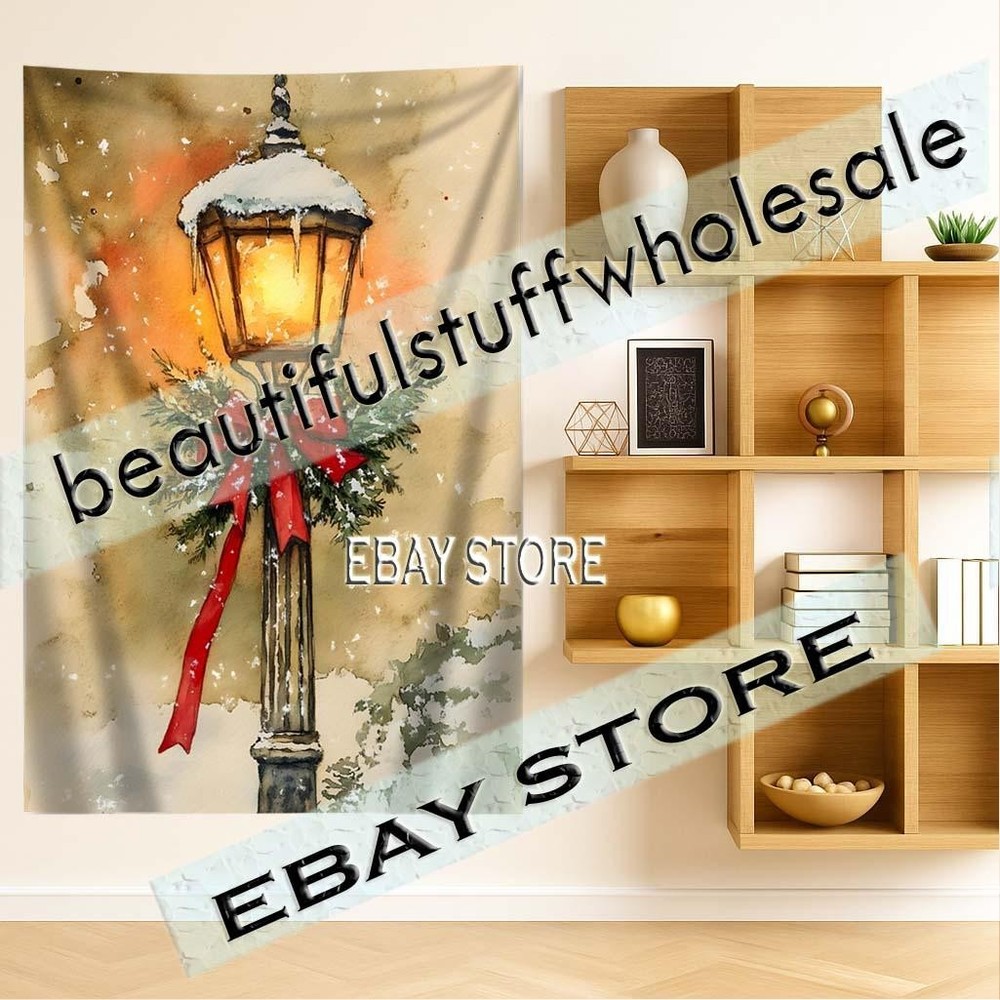 Lantern Post Tapestry Rustic Winter Wall Decor wall hanging 59X82 in