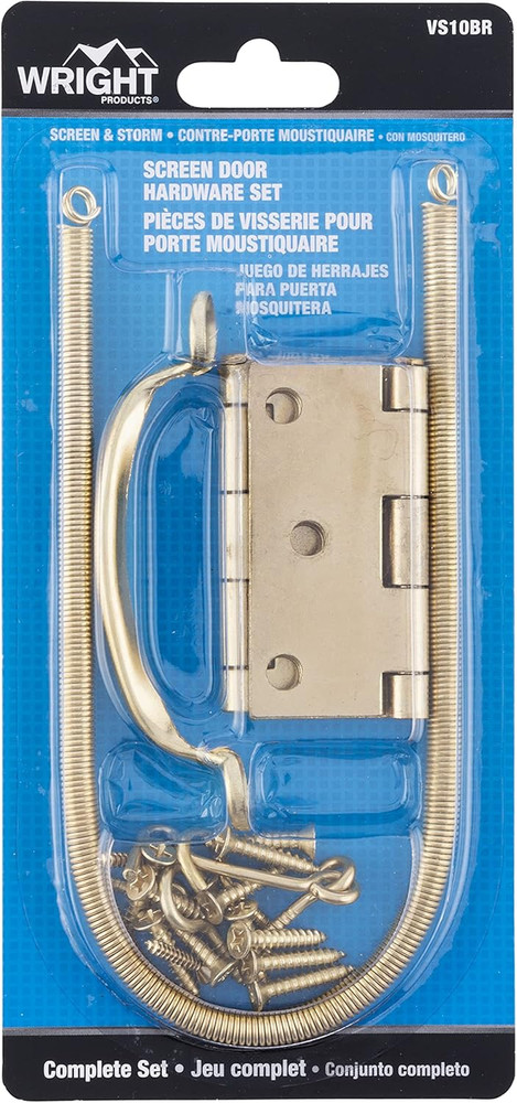 Screen Door Hardware Set, Brass Plated