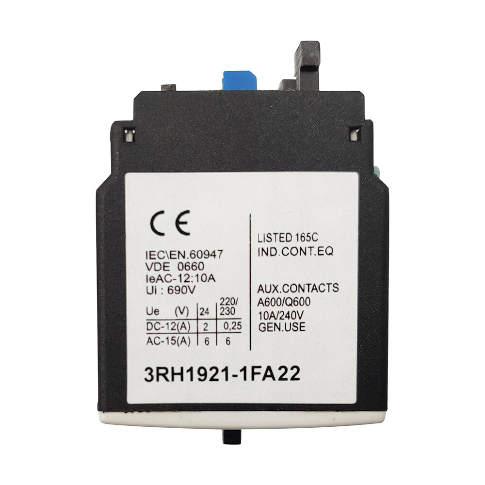 Replace siemens 3RH1921-1FA22 4p front mount auxiliary contactor block 2NO/2NC