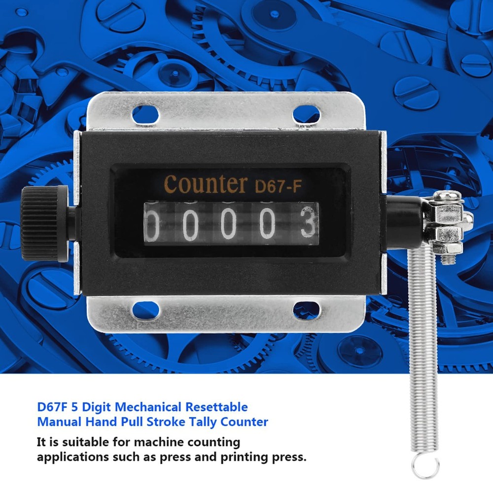 D67F Mechanical Counter 5 Digit Stroke Tally Resettable Machine Counting