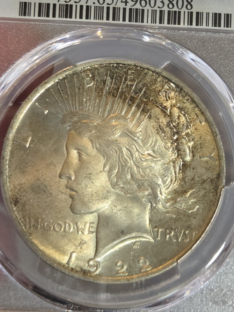 1922 $1 Peace Dollar PCGS MS65 Toned