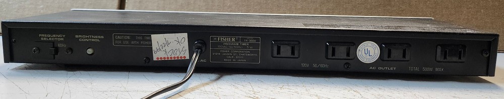 Fisher TR-3000 Program Timer 120VAC 50/60HZ 5W -WORKING-