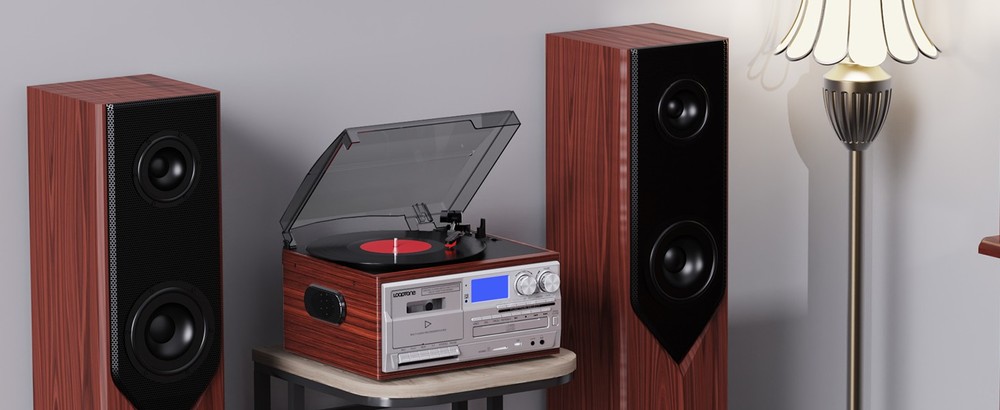 LoopTone 18CD-R Vinyl Record Player 9-in-1 Multi-Function Turntable, 3-Speed,