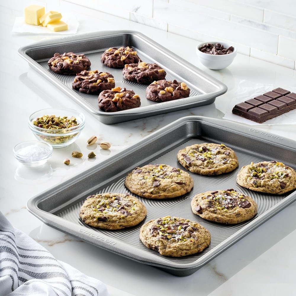 Nonstick Bakeware Set, Nonstick Cookie Sheet / Baking Sheet - 2 Piece, Gray