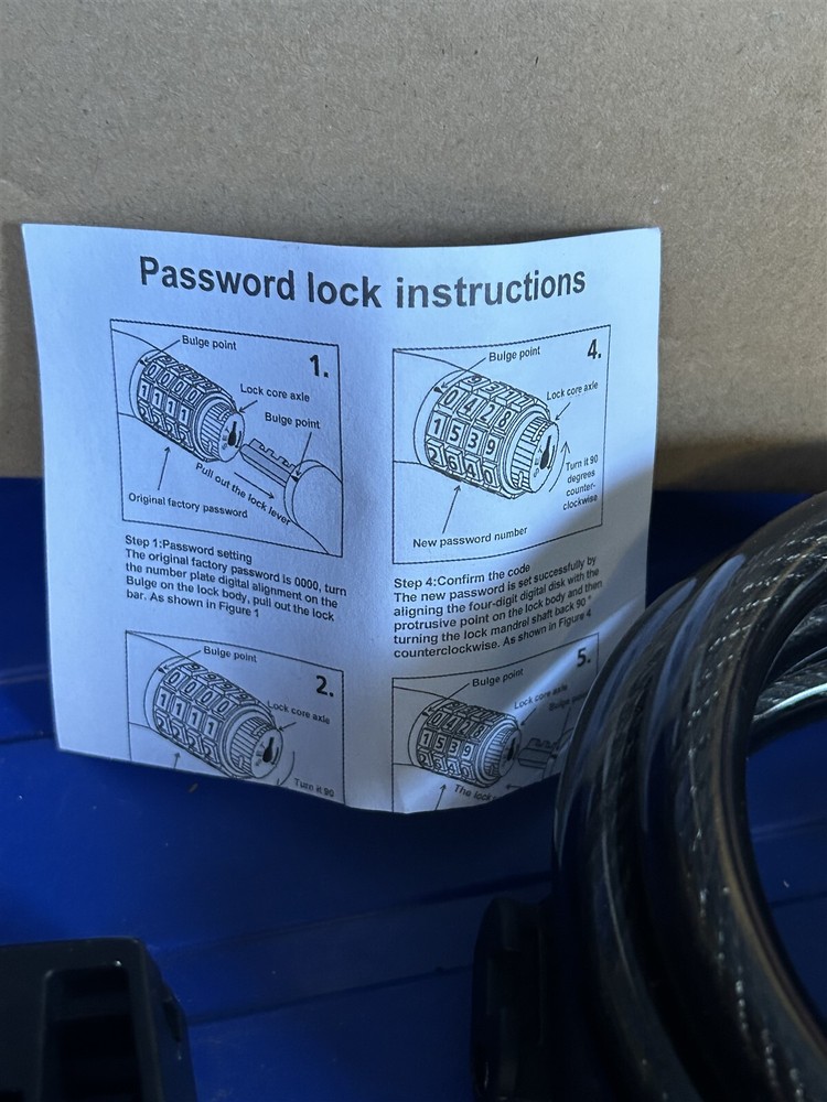 BIKE LOCK CABLE Resettable Combination Code