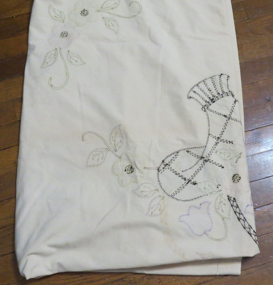 Antique Ecru Counterpane Bedspread Hand Appliqued