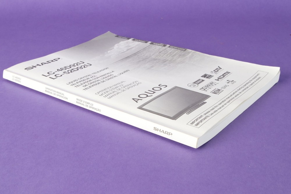 Sharp Aquos LC46D92U LC52D92U operation manual