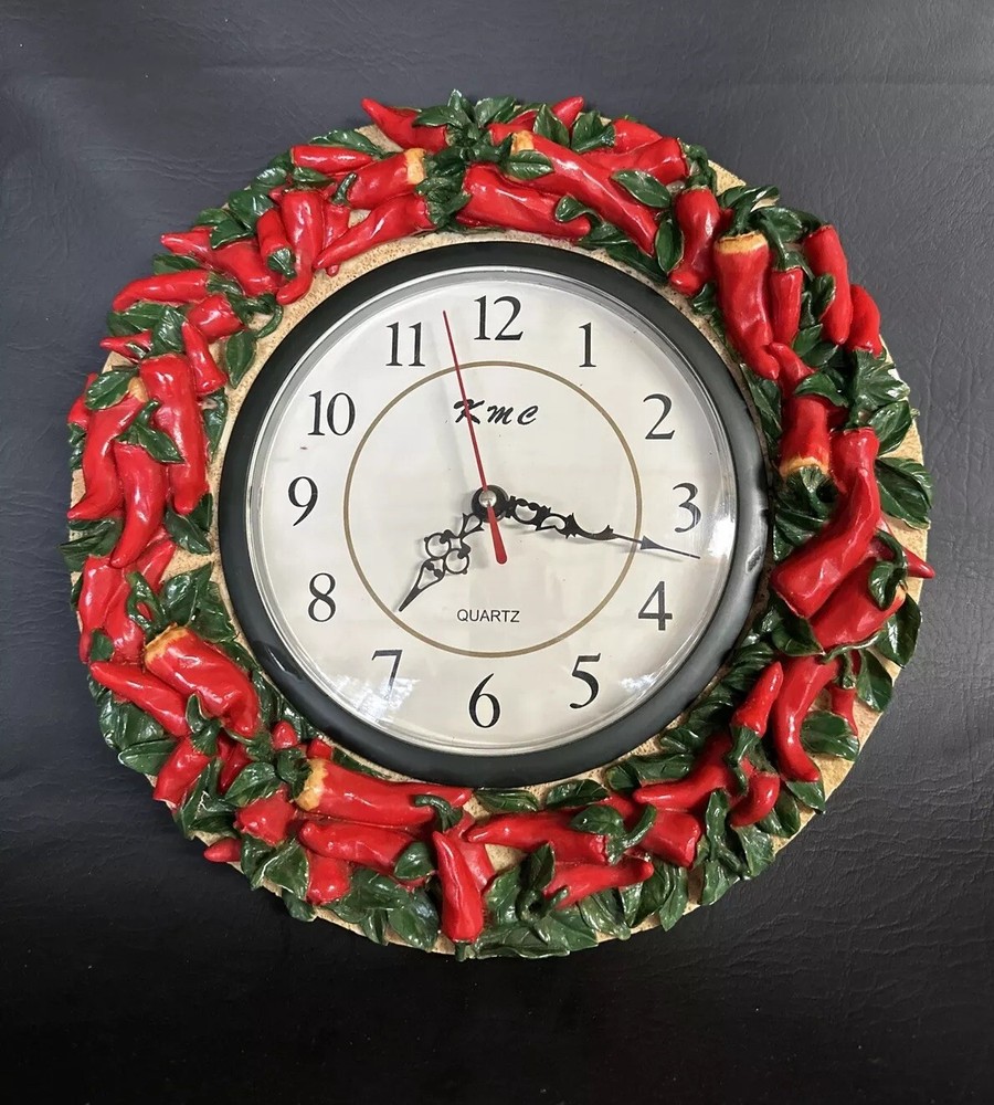 KMC Vintage Quartz wall clock red chili peppers works !
