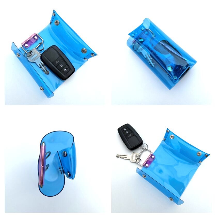Aurora Tri-Fold Key Case, Double Snap, Waterproof PVC (Iridescent)