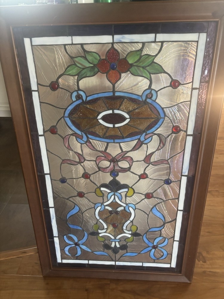 Stained Glass Panel Decorative Art Frame Victorian Design