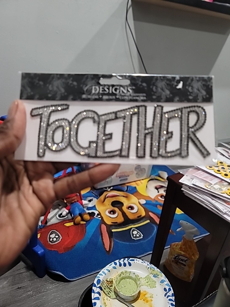 TOGETHER BLING RHINESTONE Iron On Patch by Mark Richards Glitter ST2