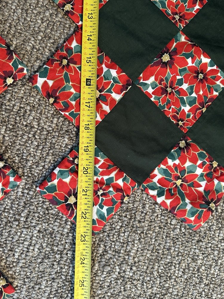 Poinsettia Quilted Table Runner with Same pattern table Topper