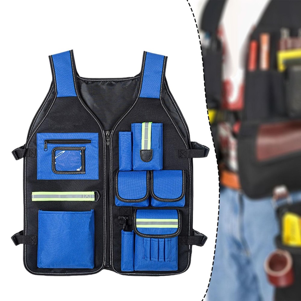 Tool Vest Tool Pouch Practical Premium Comfortable Reflective with Multi Pockets