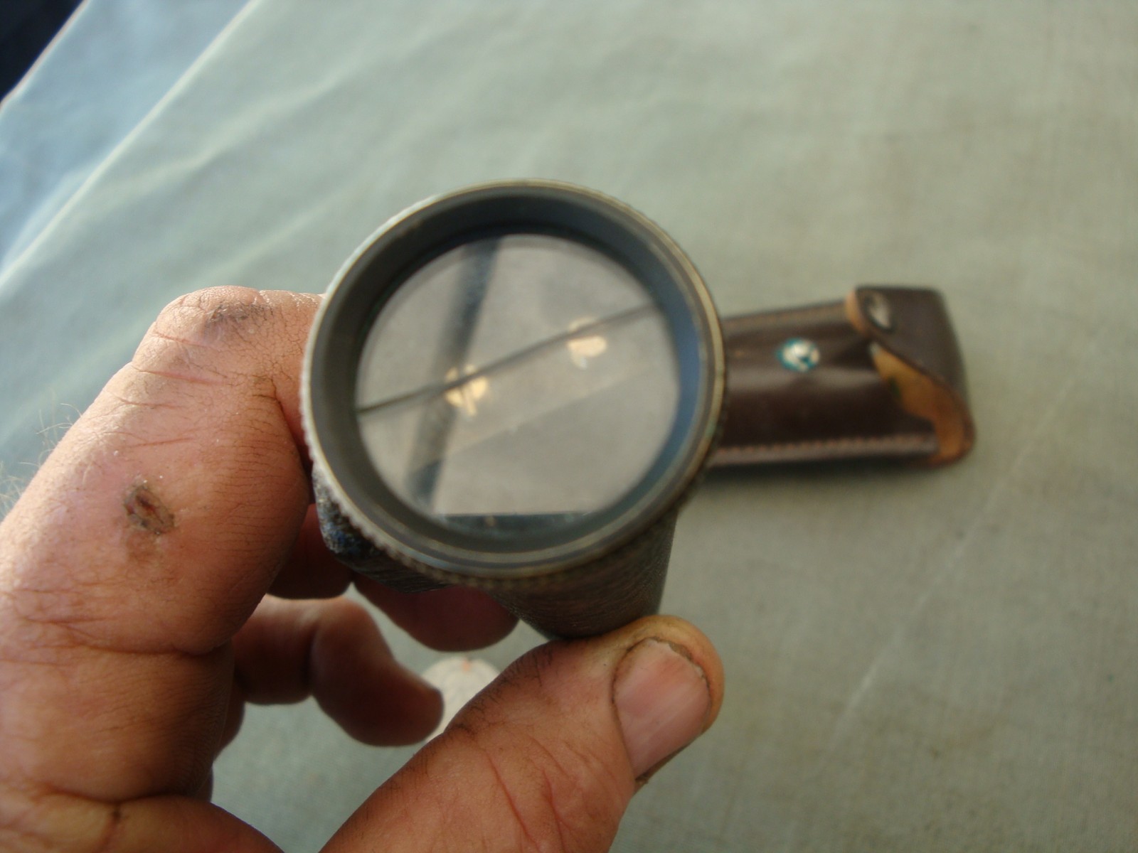 Vintage Hand Held Surveyor's Sighting Level With Leather Belt Case