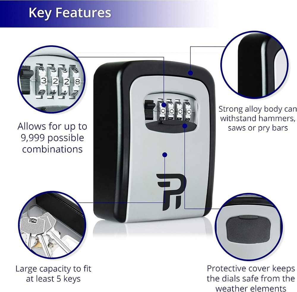 Durable Outdoor Key Lock Box with Adjustable Code – Wall Mount Security Solution