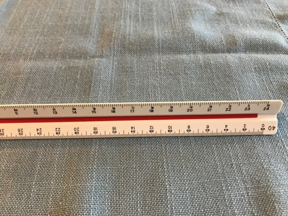 Staedtler-Mars 12” Triangular Scale Ruler 987 18-34 Engineer Germany Color Bars