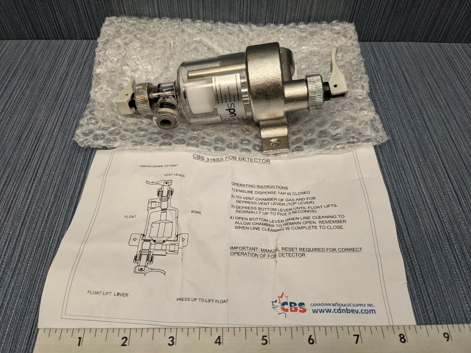 CBS 316SS FOB Detector Stainless Steel Foam Detector Beer