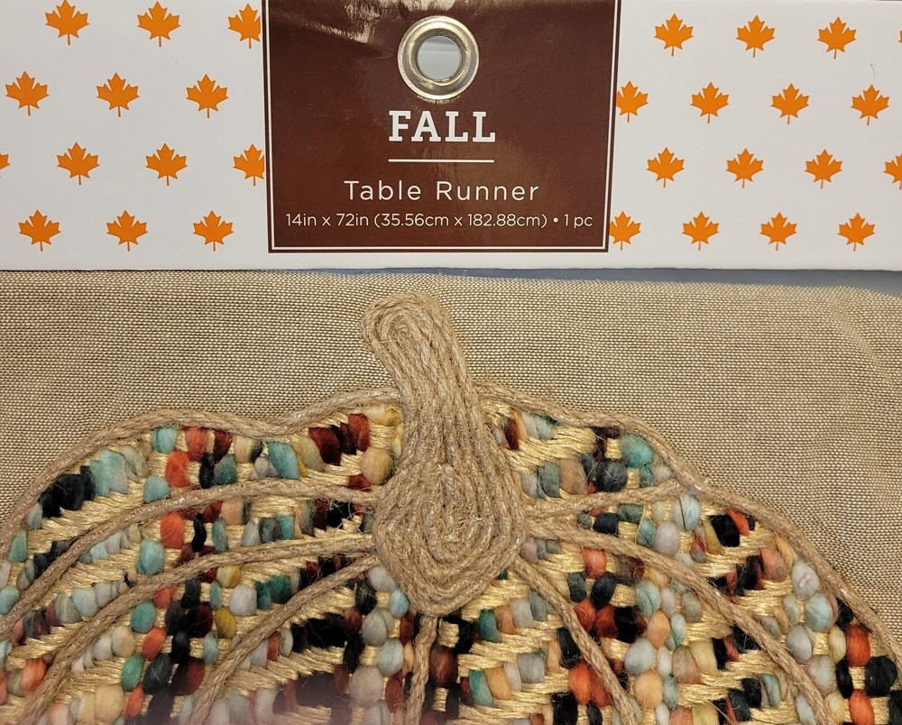 Robert Stanley Table Runner Fall 14”x 72” Pumpkin Embroidered Cottage Core